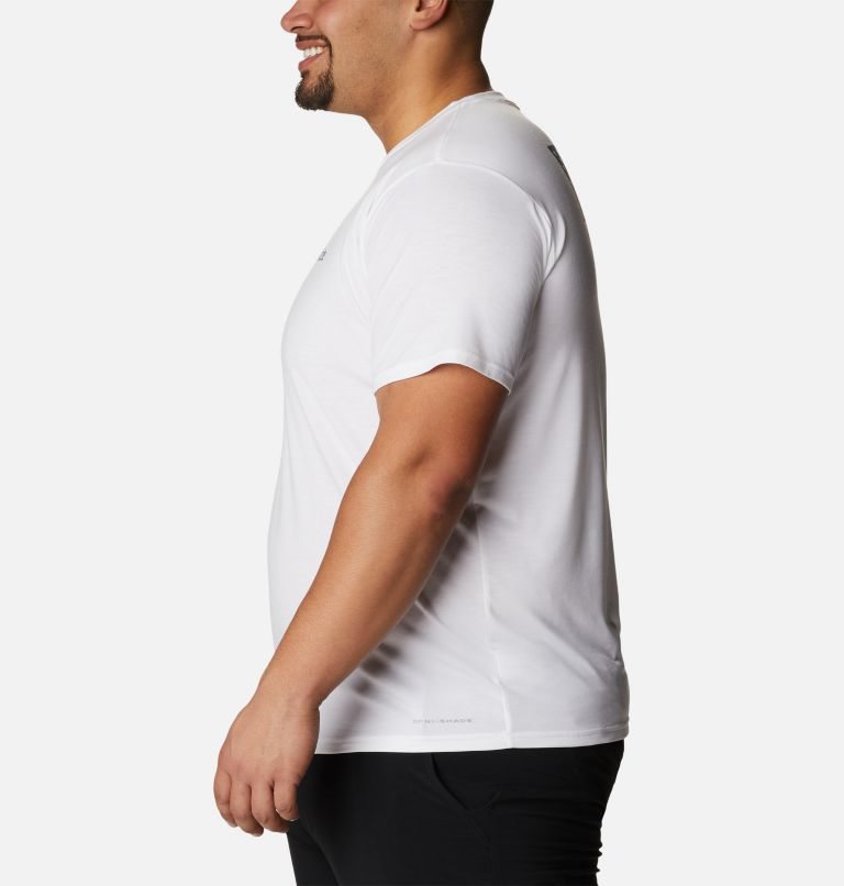 Men's Columbia PFG Fish Flag Tech Short Sleeve T Shirts White | Plus Size CA-SL38A